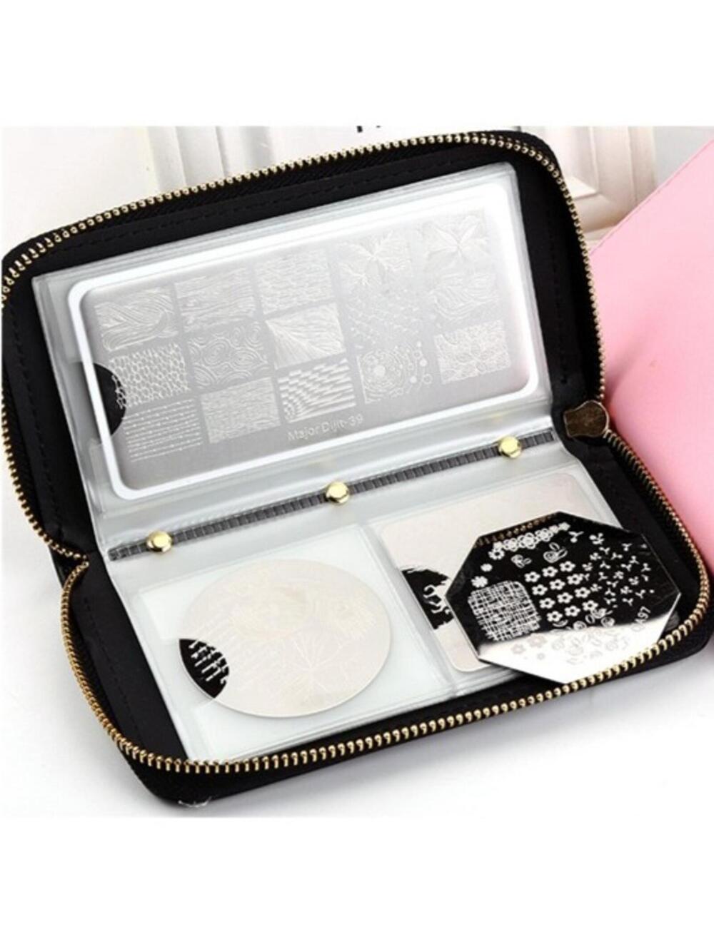 Major Dijit 24 Slots Black Nail Stamping Plate Holder Case